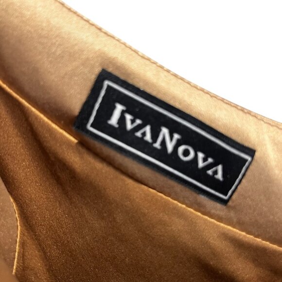 Iva Nova One-Shoulder Dress Gold Ruffles SZ 4 - Picture 6 of 10